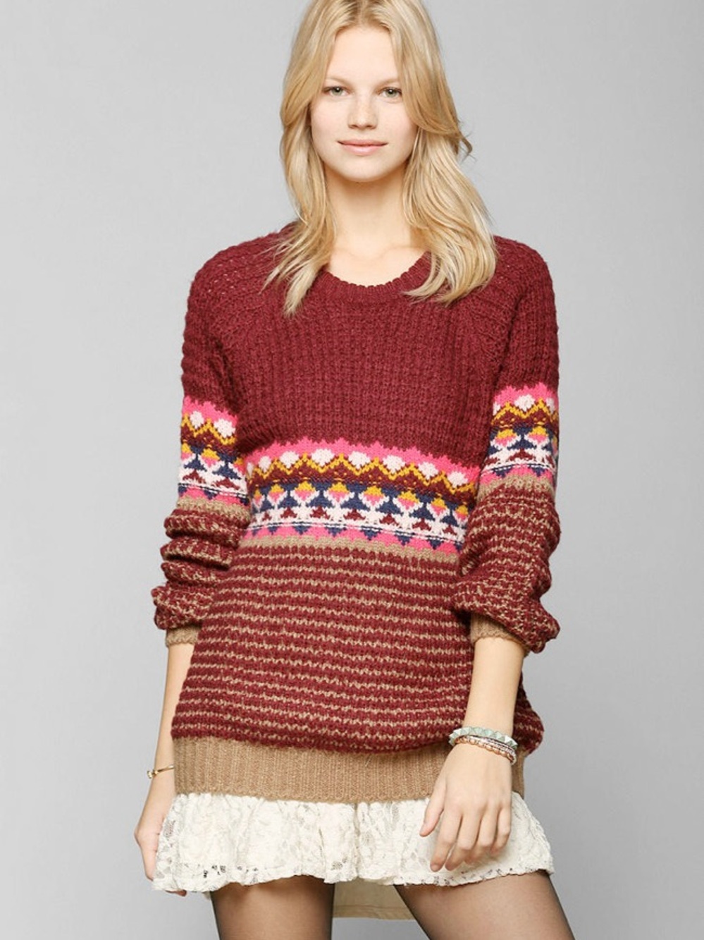 Anthropologie Coincidence & Chance Bright Fair Isle Sweater